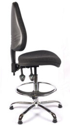 Chrome High Back Draughtsman Chair In Charcoal Fabric - thumbnail 4