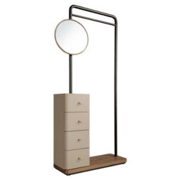 Angel Cerda Elegant Mink Leather And Walnut Coat Rack With Mirror - thumbnail 5