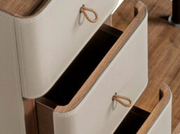 Angel Cerda Elegant Mink Leather And Walnut Coat Rack With Mirror - thumbnail 4