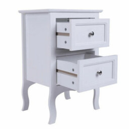 Pair Wooden 2 Drawer Bedside Cabinet Bedroom Storage Nightstand - thumbnail 4