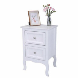 Pair Wooden 2 Drawer Bedside Cabinet Bedroom Storage Nightstand - thumbnail 3