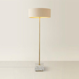 Valuelights Britney Marble Floor Lamp With Natural Linen Drum Lamp Shade And Led Bulb - thumbnail 2