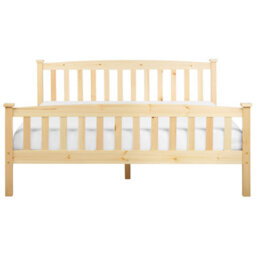 Beliani Bed Pine Wood Giverny 160 X 200 Cm (Eu King Size) Light Brown - thumbnail 4