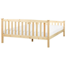 Beliani Bed Pine Wood Giverny 160 X 200 Cm (Eu King Size) Light Brown - thumbnail 5