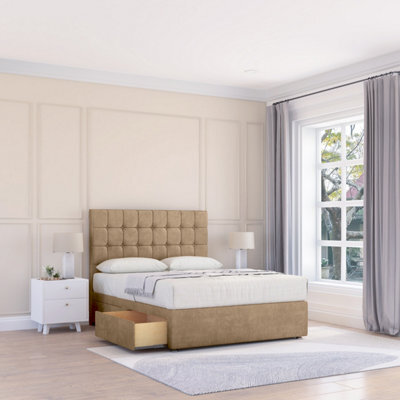 "Sloomy 4Ft Alabama Divan Bed Base Mink Naples ,2 Drawers & 26"" Struts Headboard - Small Double" - image 1