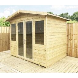 Marlborough - 9 X 14 Pressure Treated T&g Apex Wooden Summerhouse + Overhang + Lock & Key (9Ft X 14Ft) / (9' X 14') (9X14) - thumbnail 3