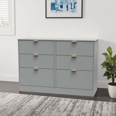 Imola Ready Assembled Matt Grey No Effect 6 Drawer Chest (H)792mm (W)1117mm (D)395mm - image 1