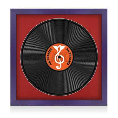 "16X16"" Purple Modern Vinyl Record Frame With Crimson Mount For 12 Inch Lp Disc - Ak Frames" - image 1
