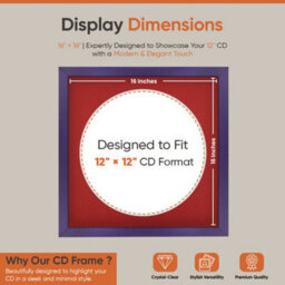 "16X16"" Purple Modern Vinyl Record Frame With Crimson Mount For 12 Inch Lp Disc - Ak Frames" - thumbnail 2