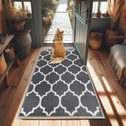 Ameha Ava Grey Printed Rugs Bedroom Living Room Runner Rug Geometric Carpet Kitchen Floor Mat, 60X220 Cm - thumbnail 8