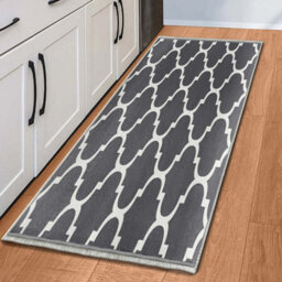 Ameha Ava Grey Printed Rugs Bedroom Living Room Runner Rug Geometric Carpet Kitchen Floor Mat, 60X220 Cm - thumbnail 3