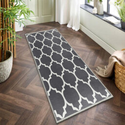 Ameha Ava Grey Printed Rugs Bedroom Living Room Runner Rug Geometric Carpet Kitchen Floor Mat, 60X220 Cm - thumbnail 2