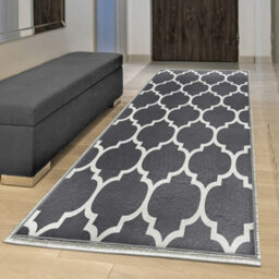 Ameha Ava Grey Printed Rugs Bedroom Living Room Runner Rug Geometric Carpet Kitchen Floor Mat, 60X220 Cm - thumbnail 4