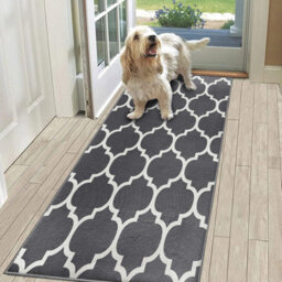 Ameha Ava Grey Printed Rugs Bedroom Living Room Runner Rug Geometric Carpet Kitchen Floor Mat, 60X220 Cm - thumbnail 6