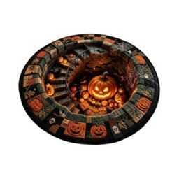 Amorly 120Cm Halloween Optical Illusion, Rug Plush Non-Slip, Pumpkin Illusion Carpet Modern Soft Floor,doormat For Home, Bedroom Indoor - thumbnail 9