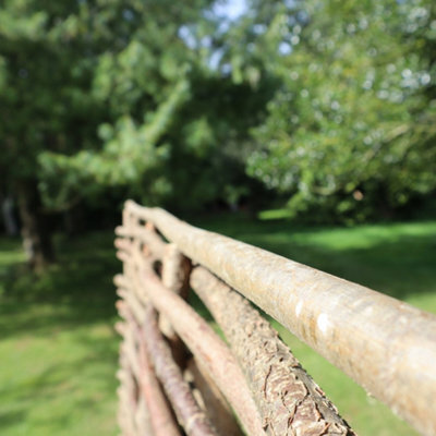 Woven Wood Top Bar Capped Hazel Hurdle Fence Panel Premium Weave - image 1