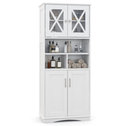 Costway 145 Cm Tall Bathroom Cabinet Kitchen Cupboard Sideboard Cabinet W/ Acrylic Doors - thumbnail 9
