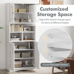 Costway 145 Cm Tall Bathroom Cabinet Kitchen Cupboard Sideboard Cabinet W/ Acrylic Doors - thumbnail 5