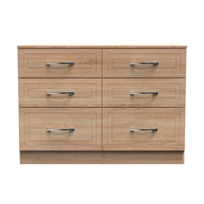 Stafford 6 Drawer Wide Chest In Bardolino Oak (Ready Assembled) - image 1