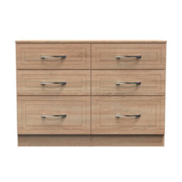 Stafford 6 Drawer Wide Chest In Bardolino Oak (Ready Assembled) - thumbnail 1