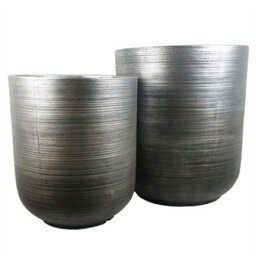 Leaf 47Cm X 41Cm Coya Silver Ridged Planter Extra Large Composite Plant Pot - thumbnail 5