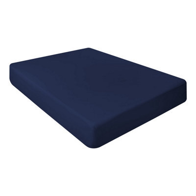 "Ameha Fitted Sheet 40Cm Extra Deep Pocket Bed Sheet Elastic Corners Soft Microfiber Fitted Sheet 16"" (Navy Blue,king 152 X 200 Cm)" - image 1
