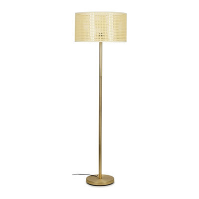 Valuelights Charles Gold Floor Lamp With Wicker Shade And Bulb - image 1