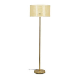 Valuelights Charles Gold Floor Lamp With Wicker Shade And Bulb - thumbnail 2