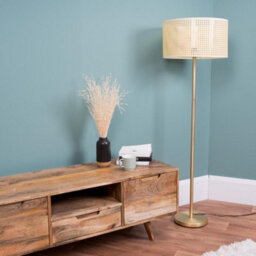 Valuelights Charles Gold Floor Lamp With Wicker Shade And Bulb - thumbnail 4