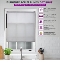 Furnished Daylight Roller Blinds With Metal Fittings - Black Trimmable Blind For Windows And Doors (W)145Cm (L)165Cm - thumbnail 2