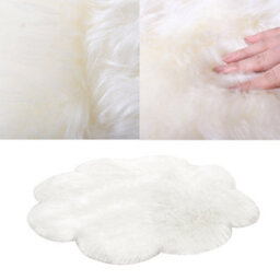 Living And Home White Flower Shaped Super Soft Shaggy Area Rug Kids Rooms Decor Indoor Floor Rugs Dia 90Cm - thumbnail 5