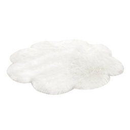 Living And Home White Flower Shaped Super Soft Shaggy Area Rug Kids Rooms Decor Indoor Floor Rugs Dia 90Cm - thumbnail 4