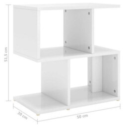 Berkfield Bedside Cabinets 2 Pcs High Gloss White 50X30X51.5 Cm Engineered Wood - thumbnail 7