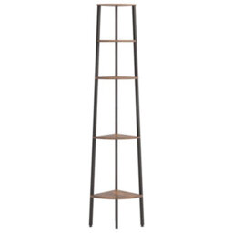 Vidaxl 5-Tier Corner Shelf Dark Brown And Black 45.5X31.5X180 Cm - thumbnail 3