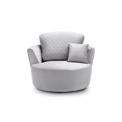 Abakus Direct Chicago Velvet Swivel Chair In Light Grey - image 1