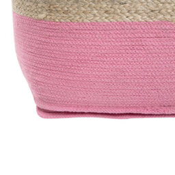 Beliani Pink Jute Knitted Pouf Ottoman 44 X 44 Cm - Eps Beads Filling, Boho Accent - thumbnail 6