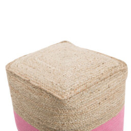Beliani Pink Jute Knitted Pouf Ottoman 44 X 44 Cm - Eps Beads Filling, Boho Accent - thumbnail 5