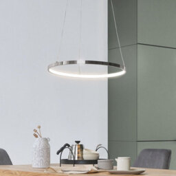 Wyld And Coco 40Cm Ring Pendant Lamp, Integrated Led, Silver Aluminium, Gloss Finish, Adjustable Height - thumbnail 2