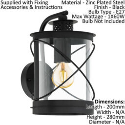 2 Pack Black Hoop Lanterns - Ip44 Outdoor Wall Lights For Modern Porches - thumbnail 2