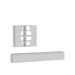 Decorotika Taj Moduler Modern Tv Unit Wall Mount Customizable Layout High Gloss White - thumbnail 4