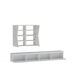 Decorotika Taj Moduler Modern Tv Unit Wall Mount Customizable Layout High Gloss White - thumbnail 5