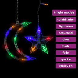 Berkfield Decorative Star And Moon Fairy Lights Remote Control 138 Led Colourful - thumbnail 4
