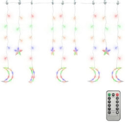Berkfield Decorative Star And Moon Fairy Lights Remote Control 138 Led Colourful - thumbnail 1
