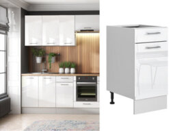 Impact Furniture Kitchen Drawer Unit 400mm Base Cabinet White Gloss Cupboard Modern Narrow Slimline Flat Pack Storage Ella - thumbnail 1