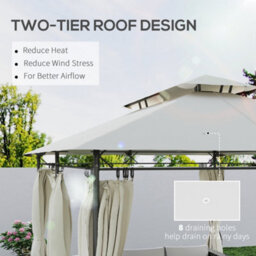 Outsunny 3 X 4M Garden Gazebo With Sides, Double Roof Metal Gazebo, White - thumbnail 4