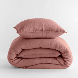 Where Saints Go Ltd Duvet Cover & Pillowcase Set - Terracotta Orange - Muslin Cotton - Single - thumbnail 7