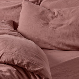 Where Saints Go Ltd Duvet Cover & Pillowcase Set - Terracotta Orange - Muslin Cotton - Single - thumbnail 2