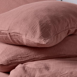 Where Saints Go Ltd Duvet Cover & Pillowcase Set - Terracotta Orange - Muslin Cotton - Single - thumbnail 3