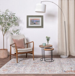 Multicoloured Traditional Persian Abstract Bordered Floral Easy To Clean Rug For Dining Room-120Cm X 170Cm - thumbnail 2