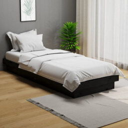 Berkfield Bed Frame Black Solid Wood 75X190 Cm Small Single